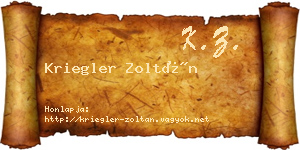 Kriegler Zoltán névjegykártya