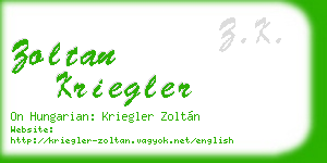 zoltan kriegler business card